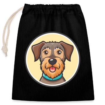 Deutscher Jagdterrier Hunderasse Karikatur Kawaii - Verschließbarer Geschenkbeutel aus Baumwolle (25x30cm) - Schwarz - Vorne