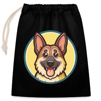 Deutscher Schafpudel Hunderasse Karikatur Kawaii - Verschließbarer Geschenkbeutel aus Baumwolle (25x30cm) - Schwarz - Vorne