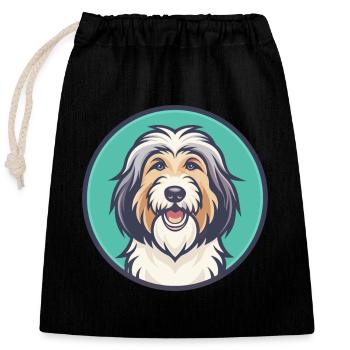 Katalanischer Schäferhund Hund Rasse Cartoon Kawaii Clipart - Verschließbarer Geschenkbeutel aus Baumwolle (25x30cm) - Schwarz - Vorne