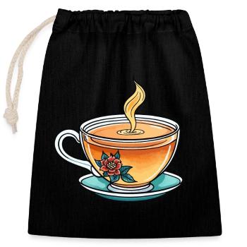 Teacup Neo Traditional - Closable cotton gift bag (25x30cm) - black - Front
