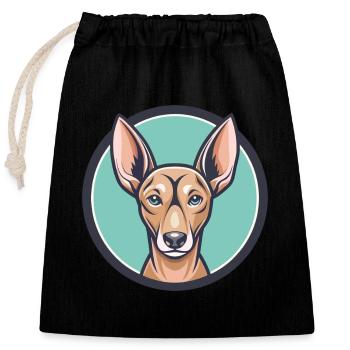 Cirneco Dell Etna Hunderasse Cartoon Kawaii Clipart - Verschließbarer Geschenkbeutel aus Baumwolle (25x30cm) - Schwarz - Vorne
