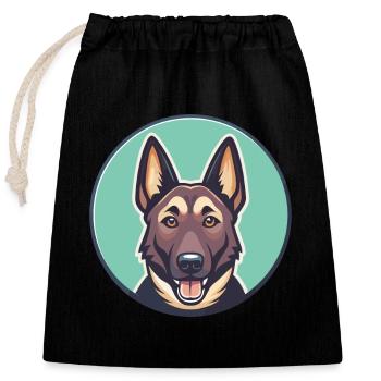 Holländischer Schäferhund Hunderasse Karikatur Kawaii Clipart - Verschließbarer Geschenkbeutel aus Baumwolle (25x30cm) - Schwarz - Vorne