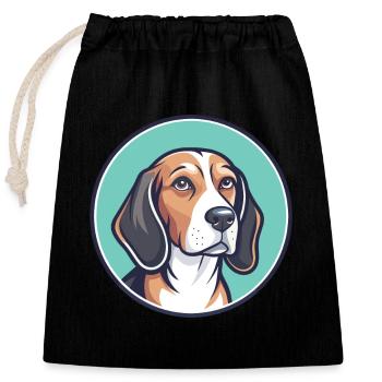 Lévrier letton chien race dessin animé Kawaii Clipart animal de compagnie - Sac cadeau en coton avec cordon (25 x 30 cm) - noir - Devant
