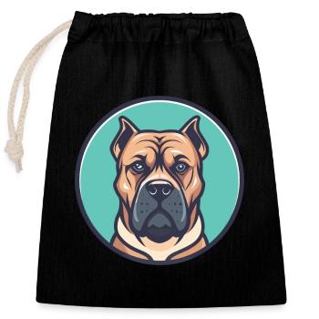 Perro De Presa Canario Hunderasse Cartoon Kawaii - Verschließbarer Geschenkbeutel aus Baumwolle (25x30cm) - Schwarz - Vorne