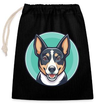 Saint Miguel Cattle Dog Breed Funny Cartoon Kawaii - Closable cotton gift bag (25x30cm) - black - Front