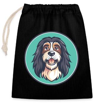 Schapendoes Chien Race Drôle Dessin animé Kawaii Clipart - Sac cadeau en coton avec cordon (25 x 30 cm) - noir - Devant