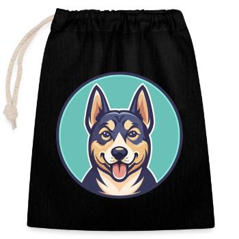 Stichelhaar Chien Race Drôle Dessin animé Kawaii Clipart - Sac cadeau en coton avec cordon (25 x 30 cm) - noir - Devant