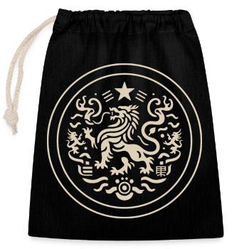 Lion chinois - Golden China Design - Sac cadeau en coton avec cordon (25 x 30 cm) - noir - Devant