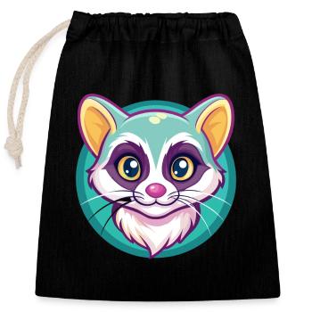 Amerikanische Ringschwanzkatzenrasse Karikatur Kawaii Tier - Verschließbarer Geschenkbeutel aus Baumwolle (25x30cm) - Schwarz - Vorne