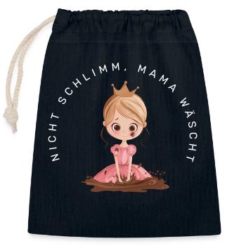 Nicht schlimm, Mama wäscht (Prinzessin) - Verschließbarer Geschenkbeutel aus Baumwolle (25x30cm) - Navy - Vorne
