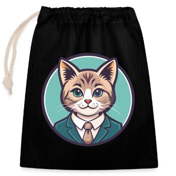 Chantilly Tiffany Katzenrasse Karikatur Kawaii Tier - Verschließbarer Geschenkbeutel aus Baumwolle (25x30cm) - Schwarz - Vorne