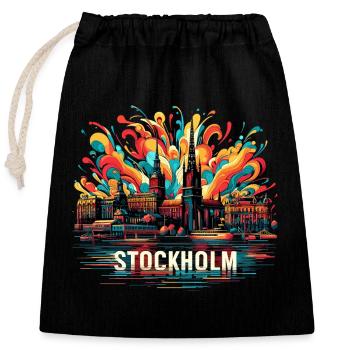 Stockholm Capital Sweden Gift - Closable cotton gift bag (25x30cm) - black - Front