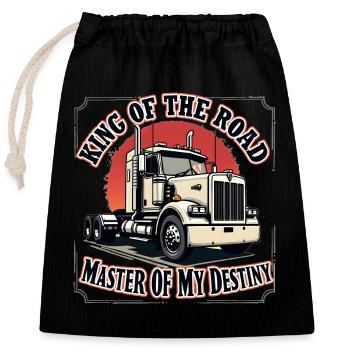 Truck Motif - King of the Road - Closable cotton gift bag (25x30cm) - black - Front