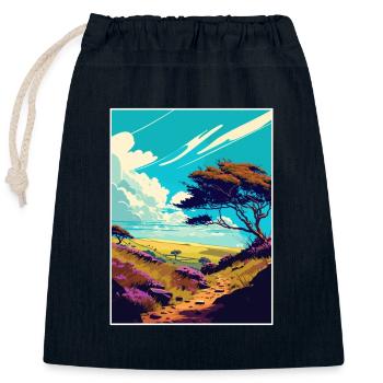 Quantock Hills Aonb Vintage Voyage Poster Souvenir - Sac cadeau en coton avec cordon (25 x 30 cm) - bleu marine - Devant