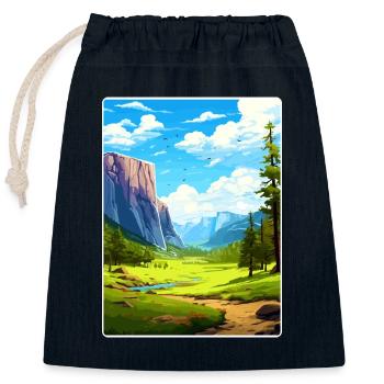 Parc national de Yosemite Affiche de voyage Souvenir WPA - Sac cadeau en coton avec cordon (25 x 30 cm) - bleu marine - Devant