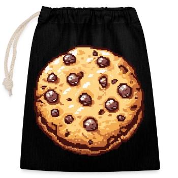 Icône du pixel des cookies - Sac cadeau en coton avec cordon (25 x 30 cm) - noir - Devant