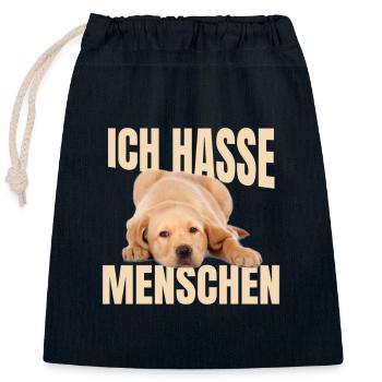 Labrador Meme - Closable cotton gift bag (25x30cm) - navy - Front