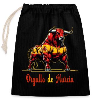 The pride of Murcia flag design - Closable cotton gift bag (25x30cm) - black - Front