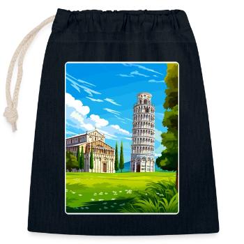 Pisa Italien Reise Poster Souvenir Postkarte Farbe - Verschließbarer Geschenkbeutel aus Baumwolle (25x30cm) - Navy - Vorne