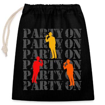 Fête le jour de la fête des pères - Sac cadeau en coton avec cordon (25 x 30 cm) - noir - Devant