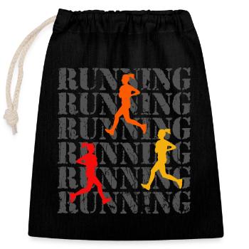 Running Runner Jogger Sport - Closable cotton gift bag (25x30cm) - black - Front