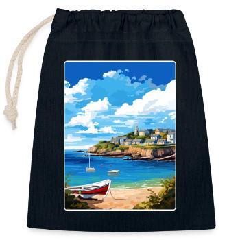 Coverack Cornwall England Reiseposter Souvenir - Verschließbarer Geschenkbeutel aus Baumwolle (25x30cm) - Navy - Vorne