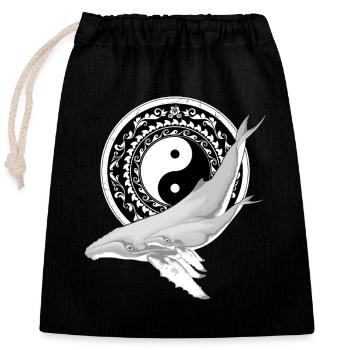 Yin Yang Buckelwale - Verschließbarer Geschenkbeutel aus Baumwolle (25x30cm) - Schwarz - Vorne