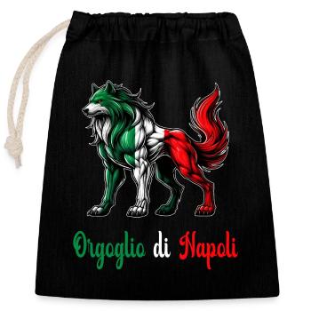 The pride of Naples Italy flag - Closable cotton gift bag (25x30cm) - black - Front