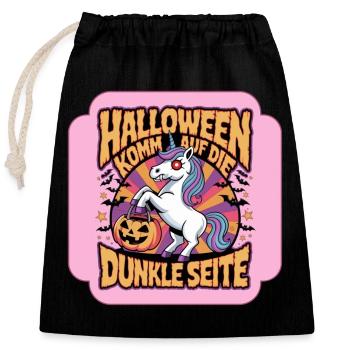 Halloween Spooky Unicorn - Come to the Dark Side - Closable cotton gift bag (25x30cm) - black - Front