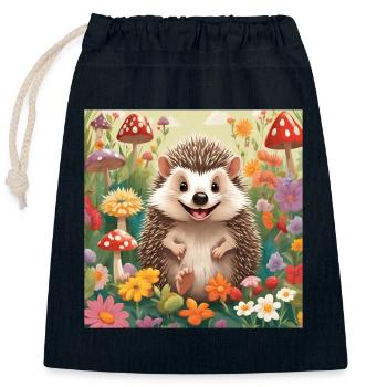 Hedgehog, Baby, Child, Newborn - Closable cotton gift bag (25x30cm) - navy - Front