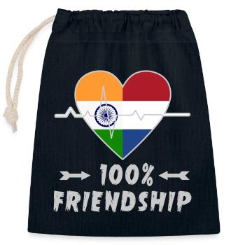 Indien und Niederlande 100% Freundschaft - Verschließbarer Geschenkbeutel aus Baumwolle (25x30cm) - Navy - Vorne