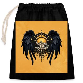 Croyez en vous, une lettre - Sac cadeau en coton avec cordon (25 x 30 cm) - noir - Devant