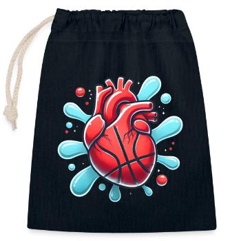 Heart Basketball Splash Graphic - Closable cotton gift bag (25x30cm) - navy - Front
