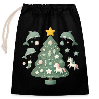 Whimsical Christmas Tree Fantasy - Closable cotton gift bag (25x30cm) - black - Front