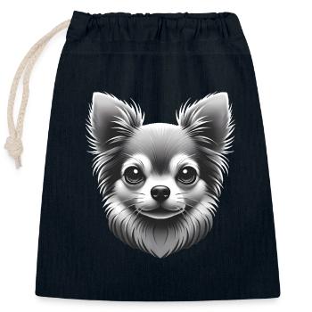 Chihuahua Graustufen Kunst TShirt Design - Verschließbarer Geschenkbeutel aus Baumwolle (25x30cm) - Navy - Vorne