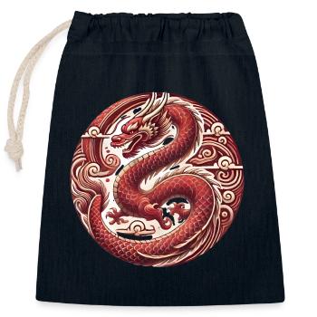 Vietnamesisches Neujahrs-Drachen-Abzeichen - Verschließbarer Geschenkbeutel aus Baumwolle (25x30cm) - Navy - Vorne