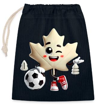 Mascotte de soccer de la feuille d’érable du Canada - Sac cadeau en coton avec cordon (25 x 30 cm) - bleu marine - Devant