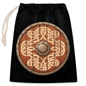 Wikinger-Schild - Verschließbarer Geschenkbeutel aus Baumwolle (25x30cm) - Schwarz - Vorne