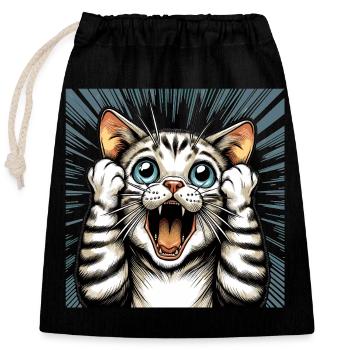 Chat choqué chat chat cadeau - Sac cadeau en coton avec cordon (25 x 30 cm) - noir - Devant
