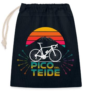 Aventure à vélo au Pico del Teide - Sac cadeau en coton avec cordon (25 x 30 cm) - bleu marine - Devant