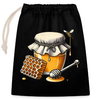 Rustic Honey Jar Dripping Honeycomb - Closable cotton gift bag (25x30cm) - black - Front