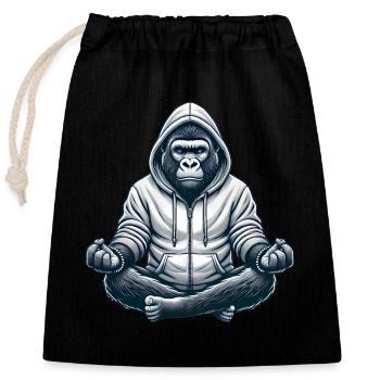 Chill Gorilla im Hoodie-Design - Verschließbarer Geschenkbeutel aus Baumwolle (25x30cm) - Schwarz - Vorne