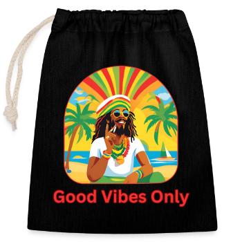 – Rasta-Man Jamaica Summer Sun - Sac cadeau en coton avec cordon (25 x 30 cm) - noir - Devant