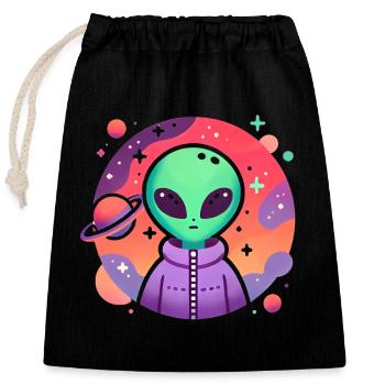 Voyageur extraterrestre Art cosmique - Sac cadeau en coton avec cordon (25 x 30 cm) - noir - Devant