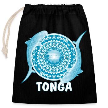 Requin tigre des Tonga - Sac cadeau en coton avec cordon (25 x 30 cm) - noir - Devant