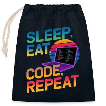 Sleep Eat Code Repeat Geschenk für Coder - Verschließbarer Geschenkbeutel aus Baumwolle (25x30cm) - Navy - Vorne