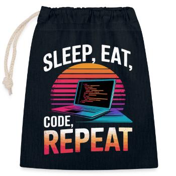 Schlaf Essen Code Wiederholen Geschenk Programmierer Entwickler - Verschließbarer Geschenkbeutel aus Baumwolle (25x30cm) - Navy - Vorne