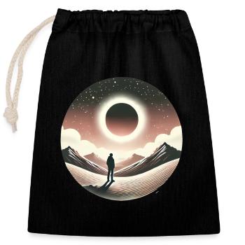Eclipse Gaze Silhouette Design - Verschließbarer Geschenkbeutel aus Baumwolle (25x30cm) - Schwarz - Vorne