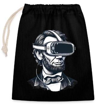 Lincoln dans le casque VR au design rétro - Sac cadeau en coton avec cordon (25 x 30 cm) - noir - Devant