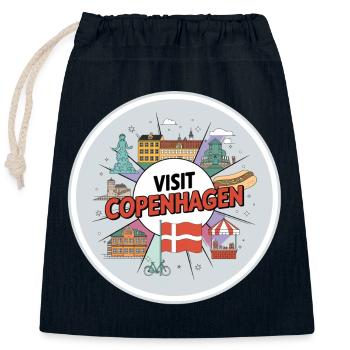 Visiter Copenhague Visiter Copenhague Danemark Amour - Sac cadeau en coton avec cordon (25 x 30 cm) - bleu marine - Devant